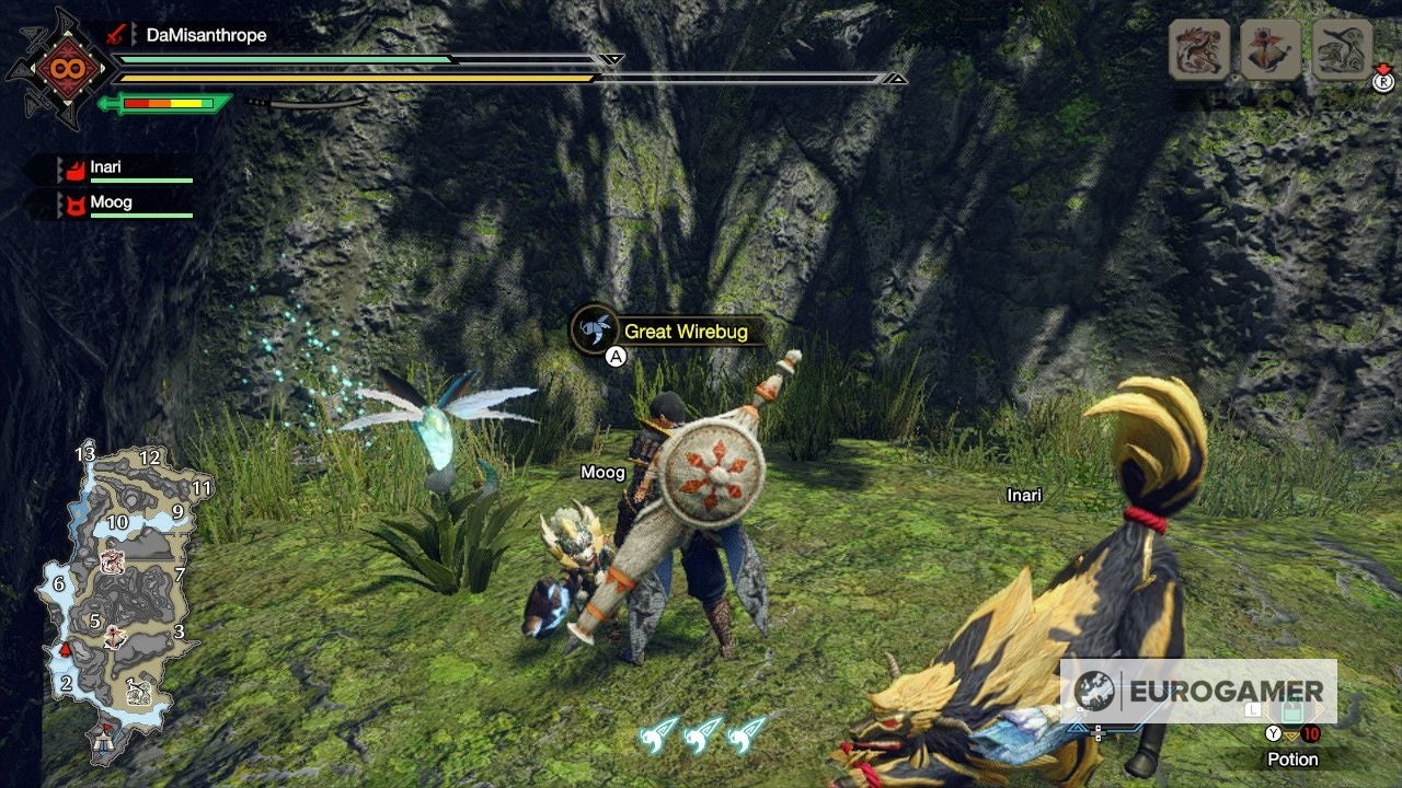 Where to find Great Wirebugs and Jewel lilies locations in Monster